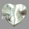 Zinklegierung Herz Perlen, plattiert, gehämmert, keine, frei von Kadmium, 15x14x4mm, Bohrung:ca. 1.5mm, ca. 550PCs/kg, verkauft von kg