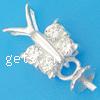 Sterling Silver Peg Bail, 925 Sterling Silver, Butterfly, plated, with cubic zirconia Approx 2mm 