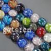 Plated Lampwork Beads, Flat Round, inner twist, mixed colors Approx 2mm Inch 