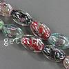 Plated Lampwork Beads, Oval, with flower pattern, mixed colors Approx 2mm .5 Inch 