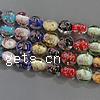 Plated Lampwork Beads, Oval, with flower pattern, mixed colors Approx 2mm .5 Inch 
