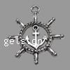 Zinc Alloy Ship Wheel & Anchor Pendant, plated Approx 2mm 