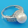 perla anillo de dedo de plata, plata de ley 925, con perla, diverso tamaño para la opción & con circonia cúbica, Vendido por UD