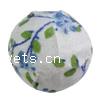 Cloth Woven Beads, with Plastic, Round, with flower pattern 20mm Approx 2.5mm 