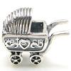 No Troll Thailand Sterling Silver European Beads, Baby Pram, with heart pattern & without troll Approx 5mm 