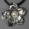 Zinc Alloy Flower Pendants, plated, 5 petal & with glass pearl, cadmium free Approx 