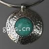 Turquoise Zinc Alloy Pendants, with turquoise, Flat Round, stripe, nickel, lead & cadmium free Approx 