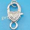 Brass Lobster Claw Clasp, Heart, plated Approx 4mm 