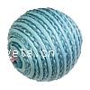 granos tejidos cable de cera, Cordón de cera, con madera, Esférico, azul, 21mm, agujero:aproximado 3mm, Vendido por UD