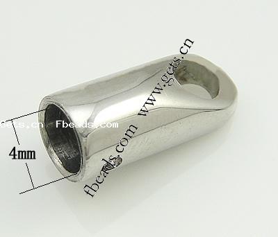Stainless Steel End Caps, Tube, Customized, original color, 11x5mm, Hole:Approx 4mm, 2000PCs/Bag, Sold By Bag