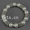 pulseras de perlas de aleación de zinc, Perlas de vidrio, con aleación de zinc, 8-12mm, longitud:7.5 Inch, Vendido por Sarta