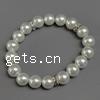 Bracelets de bijoux en perles de verre, perle de verre, avec strass, blanc, 8-10mm .5 pouce, Vendu par brin