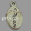 Zinc Alloy Message Pendants, Oval, plated cadmium free Approx 0.5mm, Approx 