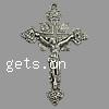 Zinklegierung Kreuz Anhänger, Jesus Kreuz, plattiert, keine, 47x31x5mm, Bohrung:ca. 2mm, ca. 190PCs/kg, verkauft von kg