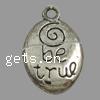 Zinc Alloy Message Pendants, Oval, plated cadmium free Approx 1.5mm, Approx 
