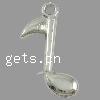 Musical Instrument Shaped Zinc Alloy Pendants, Music Note, plated cadmium free Approx 2mm, Approx 