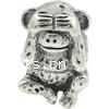 No Troll Thailand Sterling Silver European Beads, Monkey, without troll Approx 4.5mm 