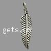 Zinc Alloy Feather Pendants, plated cadmium free Approx 4mm, Approx 