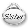 Sterling Silver Message Pendant, 925 Sterling Silver, Oval, word sister, plated, with letter pattern 