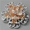 Cubic Zirconia Brooch, Brass, Flower, platinum plated, with cubic zirconia 