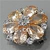 Cubic Zirconia Brooch, Brass, Flower, platinum plated, with cubic zirconia & faceted [