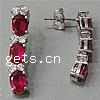 Cubic Zircon (CZ) Drop Earring, Brass, plated, with cubic zirconia & faceted 