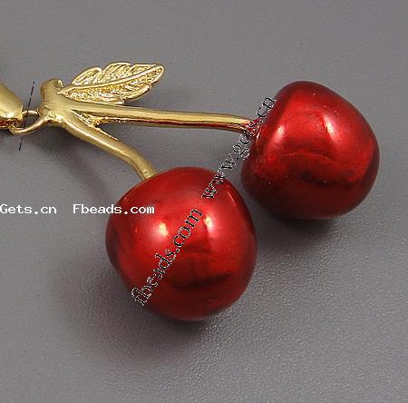 Zinc Alloy Enamel Pendants, Cherry, plated, more colors for choice, 35x31.5x14mm, Hole:Approx 2mm, Sold By PC