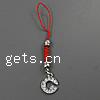 Fashion Mobile Phone Lanyard, Zinc Alloy, with Nylon Cord, Letter G, with rhinestone .7 Inch 
