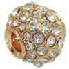 Rhinestone European Beads, with Zinc Alloy, Drum Approx 5-5.5mm 