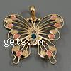Metal Alloy Jewelry Pendants, with Resin, Butterfly, with rhinestone Approx 