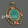 Metal Alloy Jewelry Pendants, with Resin, Flat Oval, with rhinestone Approx 