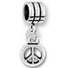 Sterling Silver European Pendants, 925 Sterling Silver, Peace Logo, plated Approx 3-4mm 