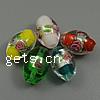Silberfolie Lampwork Perlen, oval, mit Blumenmuster, keine, 16x12mm, Bohrung:ca. 2mm, 1000PCs/Tasche, verkauft von Tasche
