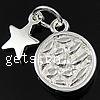 Thailand Sterling Silver Pendants, 925 Sterling Silver, Flat Round Approx 4mm 