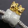 Enamel Zinc Alloy European Beads, Cat, plated, without troll & large hole nickel, lead & cadmium free 