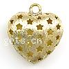 Brass Heart Pendants, plated, with star pattern & brushed & hollow Approx 2.5mm 