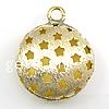 Hollow Brass Pendants, Flat Round, plated, with star pattern & brushed Approx 2.5mm 