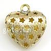 Brass Heart Pendants, plated, with star pattern & brushed & hollow Approx 2.5mm 