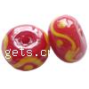 Handmade Lampwork Beads, Rondelle, with swirl pattern, 12x8mm, Sold by PC