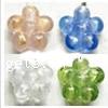 Flower Lampwork Beads, 5-petal, with silver foil, more colors for choice, 30mm, Sold by PC