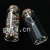 Glass Bead Container, with wood stopper, Tube, transparent 