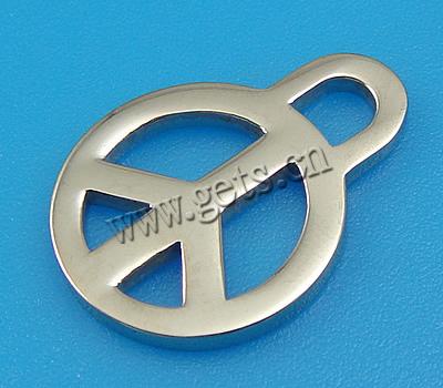 Stainless Steel Tag Charm, Peace Logo, Customized, original color, 19x14x1.5mm, Hole:Approx 3mm, Sold By PC
