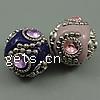 Indonesia Jewelry Beads, with Brass, Round, with rhinestone cadmium free, 20mm Approx 2mm [