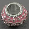 Enamel Zinc Alloy European Beads, Rondelle, plated, with rhinestone & large hole Approx 4.5mm 