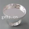 Brass Bezel Ring Base, Flat Round, plated, open & adjustable 24mm, Inner Approx 23mm, US Ring 