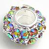 Rhinestone European Beads, with Zinc Alloy, Drum, plated 12- Approx 4.8mm 