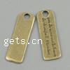 Zinc Alloy Tag Charm, Rectangle, plated cadmium free Approx 3mm, Approx 
