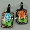 Inner Flower Lampwork Pendants, Rectangle, gold sand & two tone Approx 5mm 