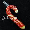 Christmas Lampwork Pendants, Christmas Candy Cane, red Approx 5mm 