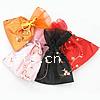 Satin Jewelry Pouches Bags, with Organza, Rectangle, with flower pattern, mixed colors 